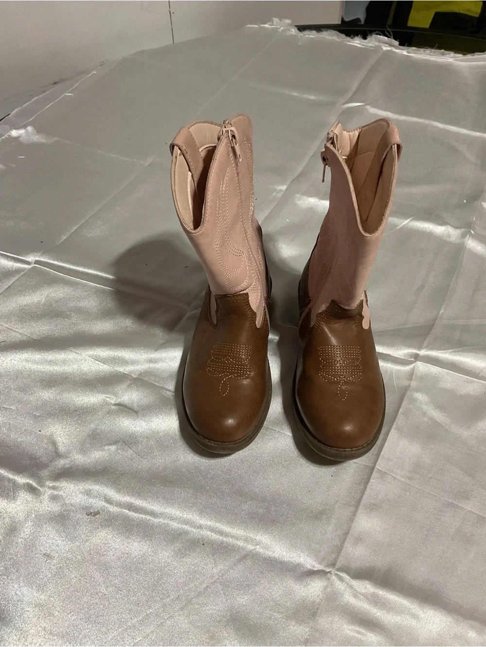 Kids Two-Tone Brown and Pink Western Boots
